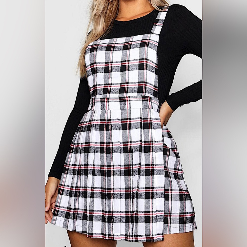 Plaid Flannel Pinafore Jumper Dress
